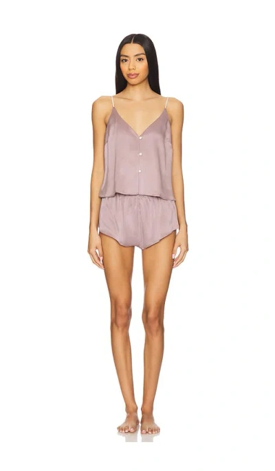 Lunya Washable Silk Button Front Knicker Set In Frosted Crocus & Swan White