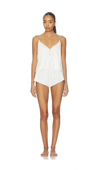 Lunya Washable Silk Button Front Knicker Set In White