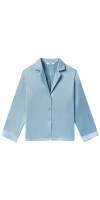 Lunya Washable Silk Button Up Long Sleeve Arctic Sky In Blue