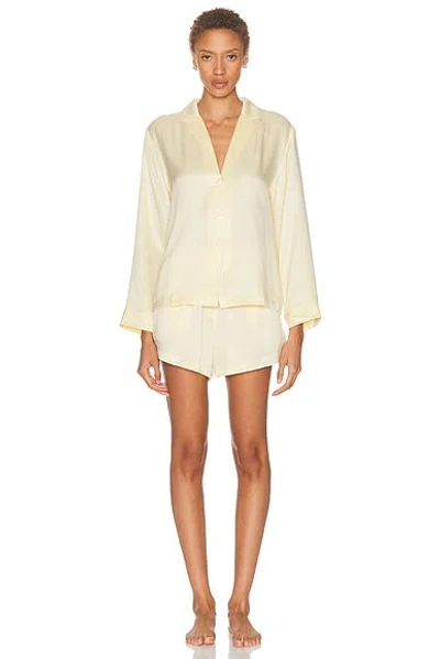 Lunya Washable Silk Button Up Long Sleeve Short Pajama Set