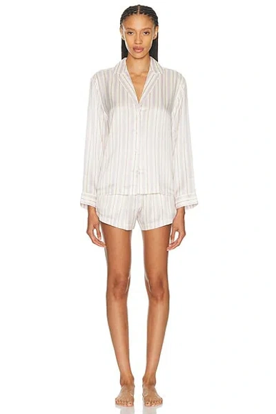 Lunya Washable Silk Button Up Long Sleeve Short Set In Black