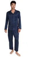 Lunya Washable Silk Button Up Set Deep Blue In Deep Blue