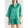 Lunya Washable Silk Relaxed Button Up Short Set In Halcyon Stripe