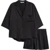 Lunya Washable Silk Button-up Short Pajamas In Immersed Black