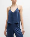 Lunya Washable Silk Cami Pajama Set In Deep Blue