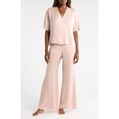 Lunya Washable Silk Crossover Pajamas In Pink