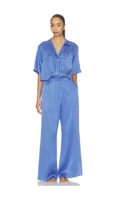 Lunya Washable Silk High Rise Pajama Set In Blue