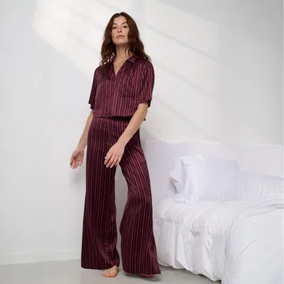 Lunya Washable Silk High Rise Pant Set In Burgundy