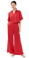 Lunya High Waist Washable Silk Pajamas In Carmine Red