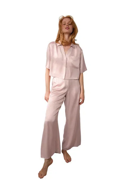 Lunya Washable Silk High Rise Pant Set In Pink