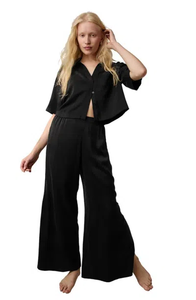 Lunya Washable Silk High Rise Pant Set In Black