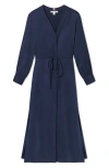 Lunya Washable Silk Long Robe In Blue