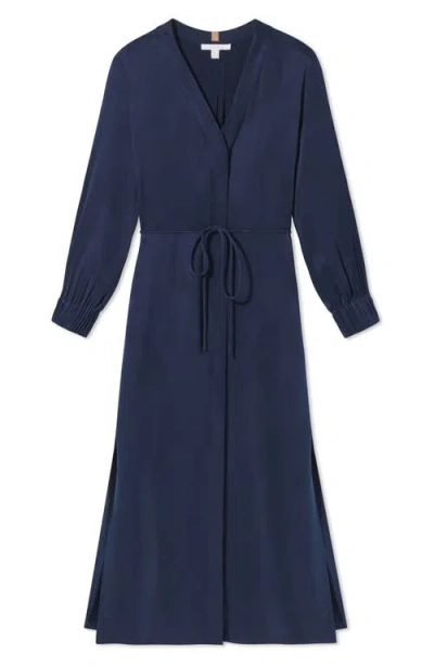 Lunya Washable Silk Long Robe In Blue
