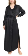 Lunya Washable Silk Long Robe In Immersed Black
