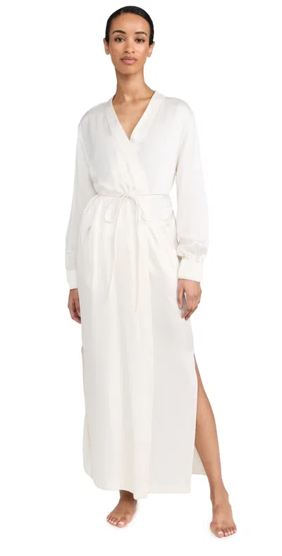 Lunya Washable Silk Long Robe In Tranquil White