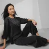 Lunya Washable Silk Long Sleeve Jogger Pant Set In Immersed Black