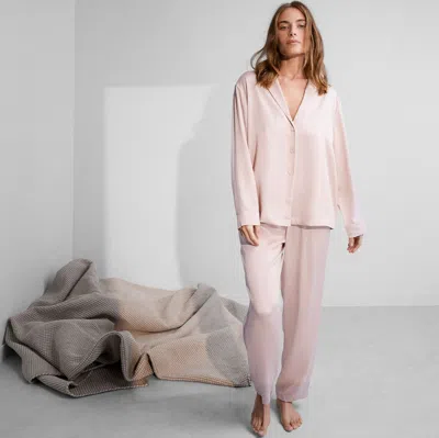 Lunya Washable Silk Long Sleeve Pant Set In Delicate Pink