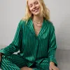 Lunya Washable Silk Long Sleeve Pant Set In Halcyon Stripe