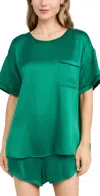 Lunya Washable Silk Short Pajamas In Estuarine Green/noble Emerald