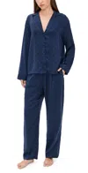 Lunya Washable Silk Long Sleeve Shirt And Pants Set Blue Ellipsis In Blue