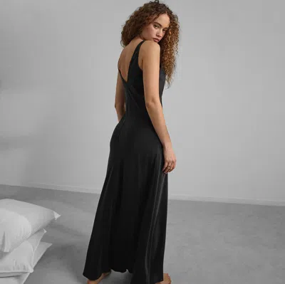 Lunya Washable Silk Maxi Bias Dress In Immersed Black