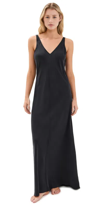 Lunya Washable Silk Maxi Bias Dress Immersed Black