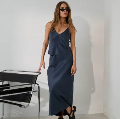 Lunya Washable Silk Maxi Bias Skirt In Blue
