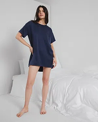 Lunya Oversized Washable Silk Sleep Tee In Deep Blue