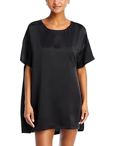 Lunya Washable Silk Oversized Nightshirt In Immersed Black