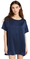 LUNYA WASHABLE SILK OVERSIZED SLEEP TEE DEEP BLUE