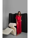 Lunya Washable Silk High Rise Pant Set In Carmine Red