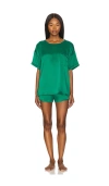 Lunya Washable Silk Short Pajamas In Estuarine Green & Noble Emerald
