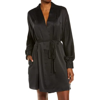 Lunya Washable Silk Robe In Black