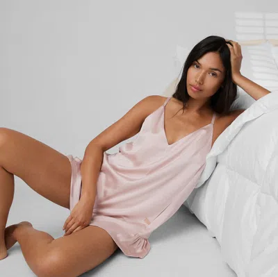 Lunya Washable Silk Romper In Delicate Pink