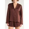 Lunya Washable Silk Button Up Short Set In Brown