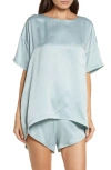 Lunya Washable Silk Short Pajamas In Cumulus Blue