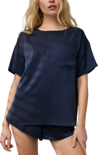 Lunya Washable Silk Short Pajamas In Blue