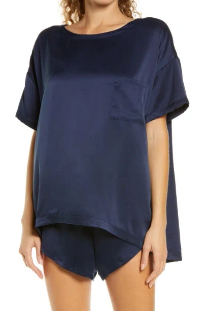 Lunya Washable Silk Short Pajamas In Blue