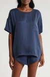 Lunya Washable Silk Short Pajamas In Blue