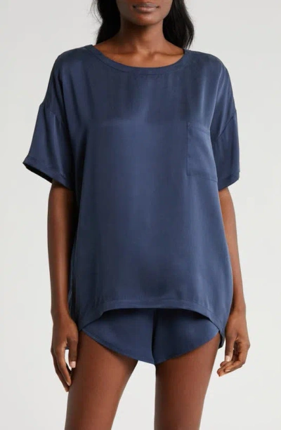 Lunya Washable Silk Short Pajamas In Deep Bluednu