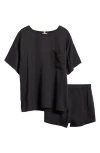Lunya Washable Silk Short Pajamas In Immersed Black