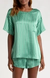 Lunya Washable Silk Tee Shorts Set Serenity Stripe In Serenity Stripe
