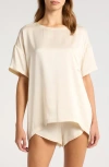 Lunya Washable Silk Short Pajamas In Swan White