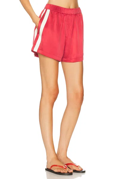 Lunya Washable Silk Side Stripe Short In Pink
