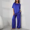 Lunya Washable Silk Tee Pant Set In Blue