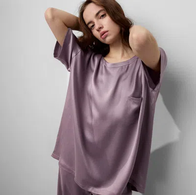 Lunya Washable Silk Tee Pant Set In Frosted Crocus