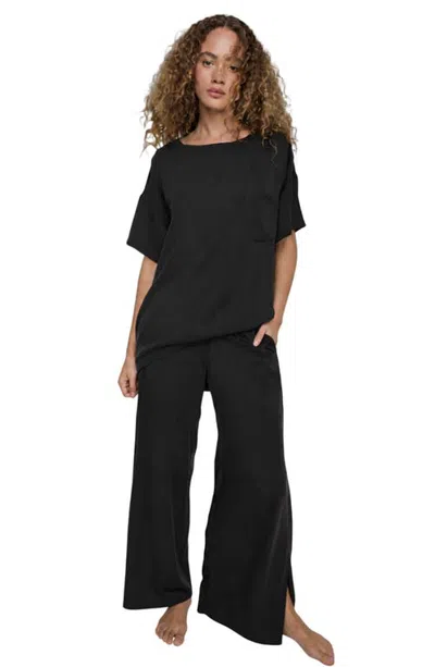 Lunya Washable Silk Tee Pant Set In Black