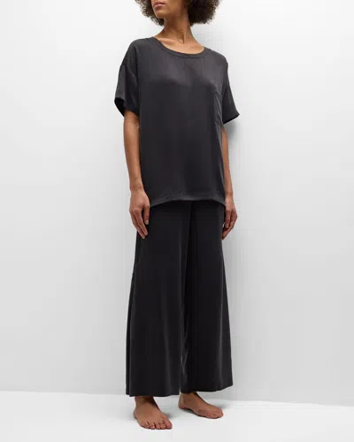 Lunya Washable Silk Tee Pant Set In Pastoral Blue
