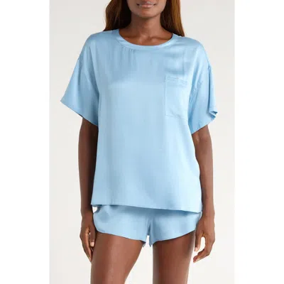 Lunya Washable Silk Tee Short Pajamas In Blue