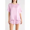 Lunya Washable Silk Tee Short Pajamas In Pink